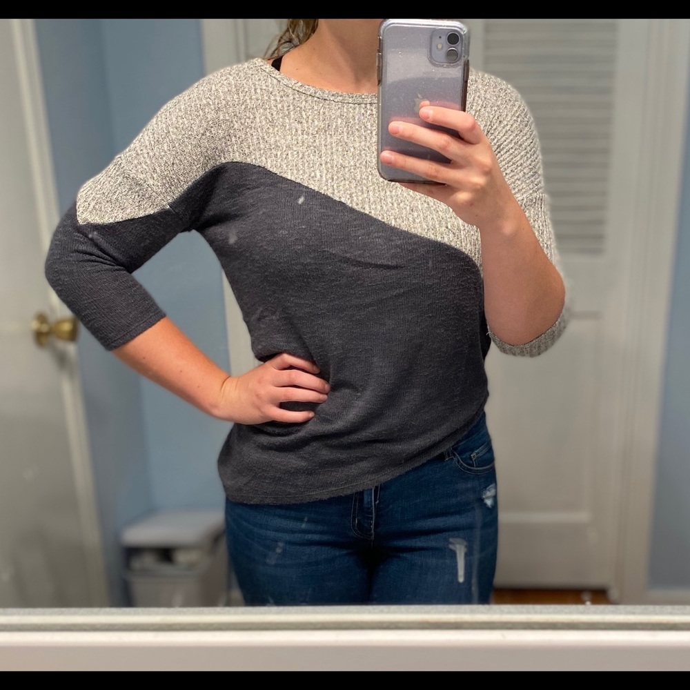 Asymmetrical grey top
